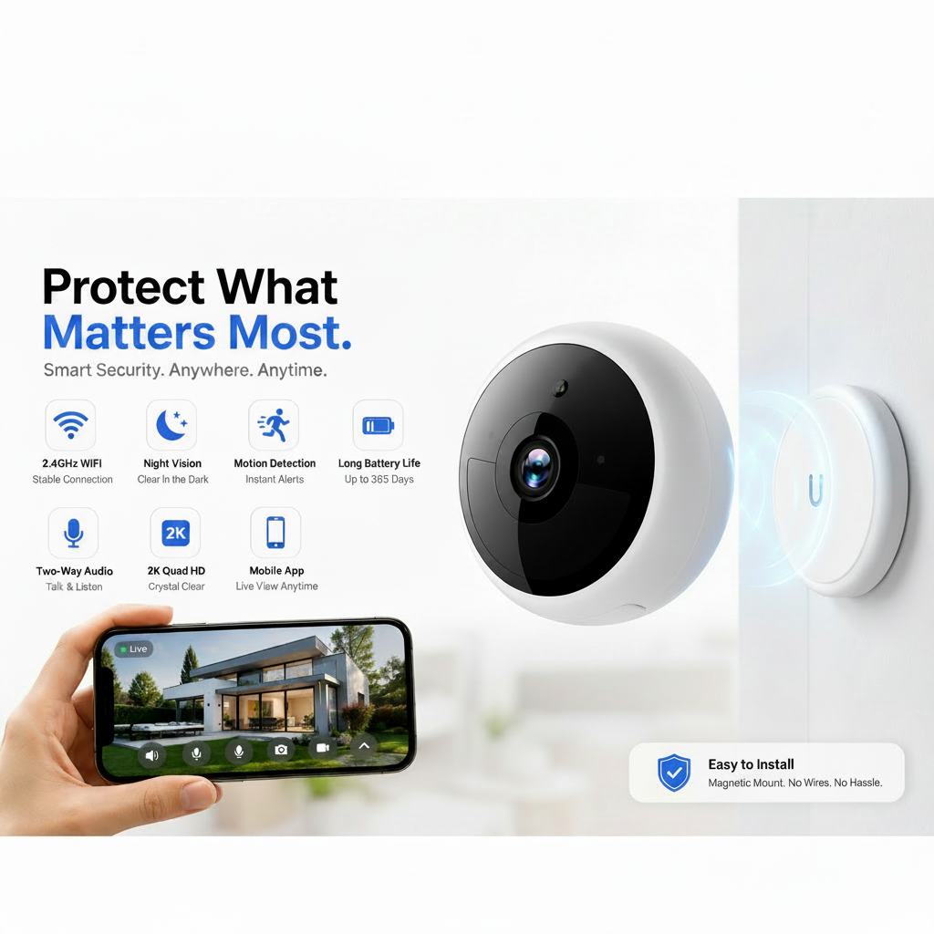 Wireless Magnetic Security Camera 2K