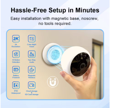 Wireless Magnetic Security Camera 2K